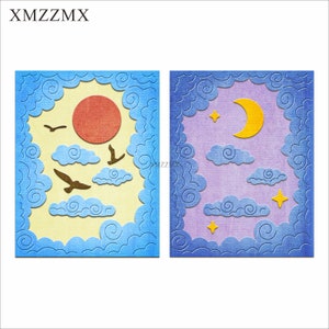 XMZZMX Rode Zon Maan Metalen Stansmessen voor Kaart Maken Embossing Papier Die Cuts Sets Album Ambachten Sjablonen Stencils