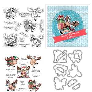 Christmas Deer Box Lights Clear Stamps and Die Cuts for Card Making Silicone Seals Metal Cutting Dies Sets for DIY Scrapbooking Paper
