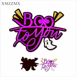 XMZZMX Halloween Words Boo Metal Cutting Dies for Card Making Embossing Paper Die Cuts Sets Album Crafts Templates Stencils