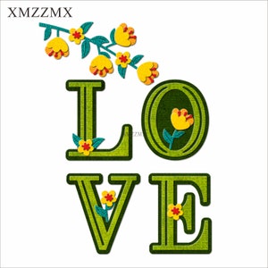 XMZZMX Valentinstag Blume LOVE Metall Stanzformen für Kartenherstellung Präge Papier Die Cuts Sets Handwerk Vorlagen Schablonen