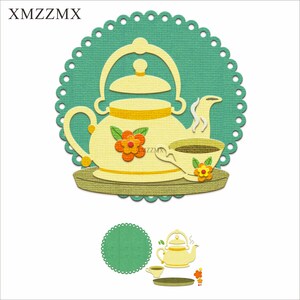 XMZZMX Shadow Thee Set Metalen Stansmessen voor Kaart Maken Embossing Papier Die Cuts Sets Album Ambachten Sjablonen Stencils