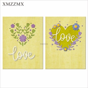 XMZZMX Valentinstag Herz LOVE Metall Stanzformen für Kartenherstellung Embossing Papier Stanzteile Sets Bastelvorlagen Schablonen