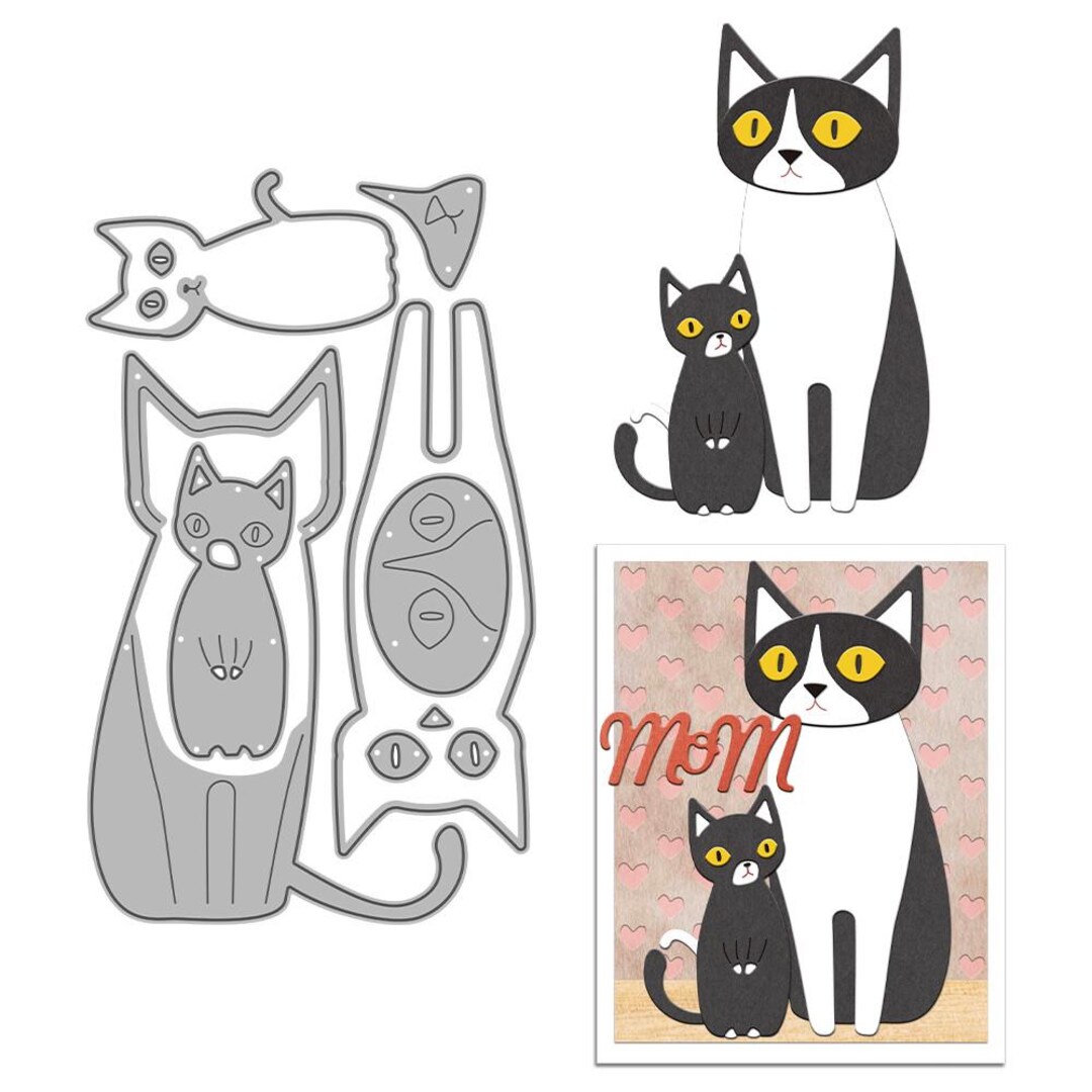 Kitten Mom Animal Die Cuts for Card Making Metal Cutting Dies Sets for ...