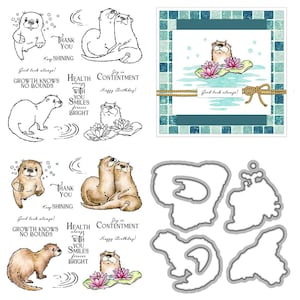 Przezroczyste stemple i wykrojniki z motywem wydry morskiej do tworzenia kartek, silikonowe uszczelki, metalowe wykrojniki do scrapbookingu