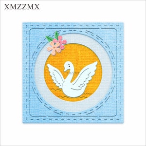 XMZZMX シャドウスワンズフラワーメタルカッティングダイスカード作成用エンボスペーパーダイカットセットアルバムクラフトテンプレートステンシル