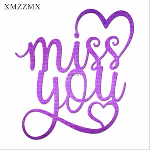 XMZZMX saint valentin mot tu me manques matrices de découpe en métal pour la fabrication de cartes gaufrage papier découpes ensembles artisanat modèles pochoirs