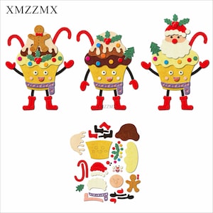 XMZZMX Shadow Christmas Cupcake Metallo Fustelle per la realizzazione di Carte Goffratura Carta Fustellati Set Album Artigianato Modelli Stencil