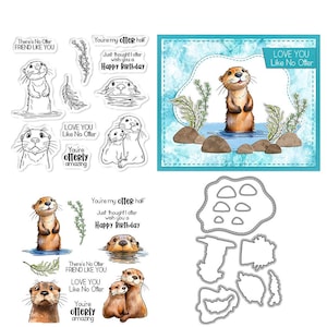 Otter Animal Clear Stempels en Die Cuts voor Kaarten Maken Siliconen Afdichtingen Metalen Stansmessen Sets voor DIY Scrapbookpapier