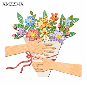 Xmzzmx molde de corte de metal para buquê de dia dos namorados, para fazer cartões, conjuntos de cortes de papel em relevo, modelos de artesanato e estênceis