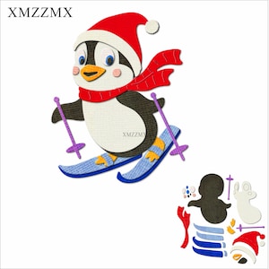 XMZZMX Shadow Christmas Penguin Troqueles de corte de metal para hacer tarjetas, papel en relieve, troqueles, conjuntos de álbumes, manualidades, plantillas