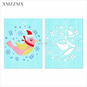 XMZZMX Uccelli di Natale Fustelle in metallo per la realizzazione di cartoline Carta per goffratura Tagli fustellati Set Album Artigianato Modelli Stencil