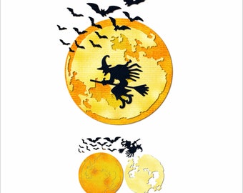 XMZZMX Halloween Full Moon Metal Cutting Dies for Card Making Embossing Paper Die Cuts Sets Album Crafts Templates Stencils