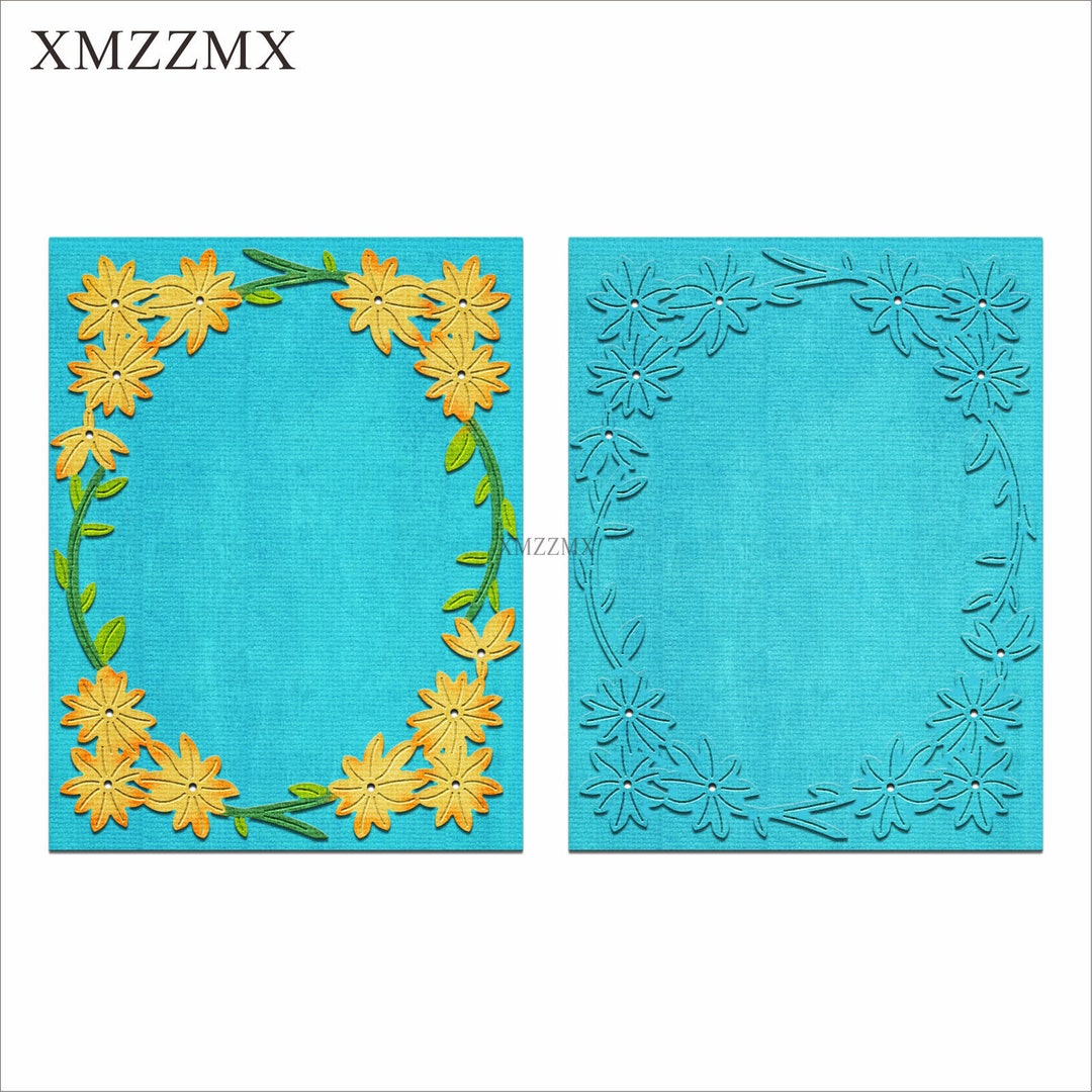 XMZZMX Flower Leaves Border Metal Cutting Dies for Card Making ...
