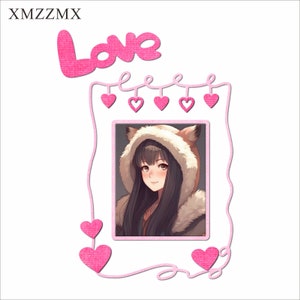XMZZMX Valentijnsdag Liefde Kader Metalen Stansmessen voor Kaarten Maken Embossing Papier Die Cuts Sets Ambachten Sjablonen stencils