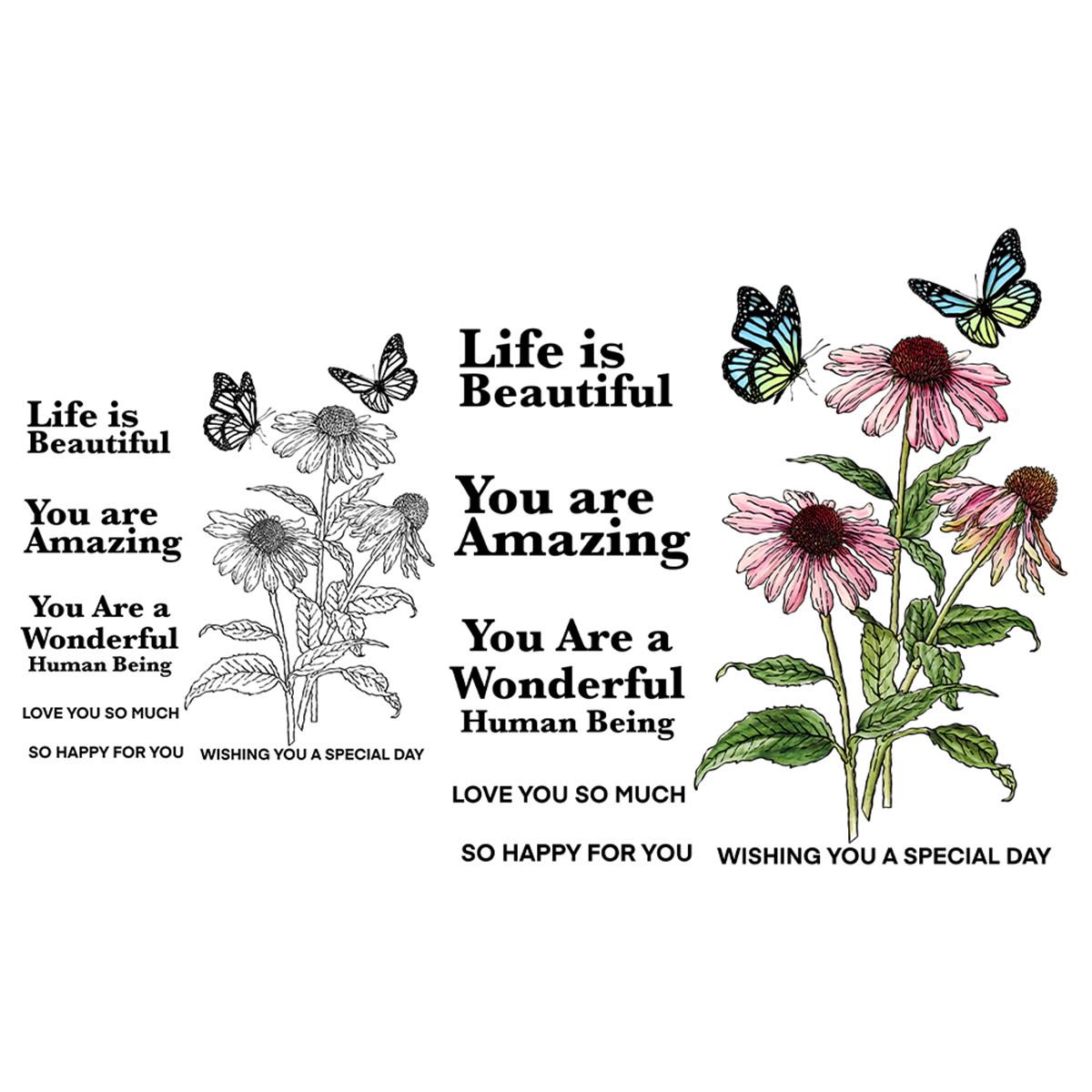 Daisy Flowers Butterfly Clear Stamps and Die Cuts for Card Making ...