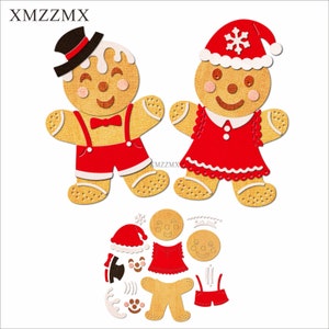 XMZZMX Shadow Christmas Cookie Man Metal Cutting Dies for Card Making Embossing Paper Die Cuts Sets Crafts Templates Stencils