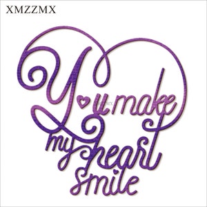 XMZZMX Engels Woorden Glimlach Metalen Stansmessen voor Kaart Maken Embossing Papier Die Cuts Sets Album Ambachten Sjablonen Stencils
