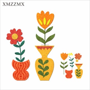 XMZZMX Shadow Flower Fles Metalen Stansmessen voor Kaarten Maken Embossing Papier Die Cuts Sets Album Ambachten Sjablonen Stencils