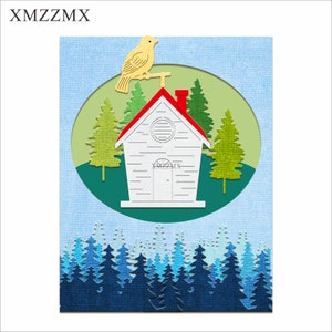 XMZZMX Forest House Fustelle in Metallo per la Fabbricazione di Carte Goffratura Carta Fustelle Imposta Album Artigianato Modelli Stencil