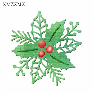 XMZZMX Troqueles de corte de metal con hojas decorativas navideñas para hacer tarjetas, troqueles de papel en relieve, conjuntos de plantillas para manualidades