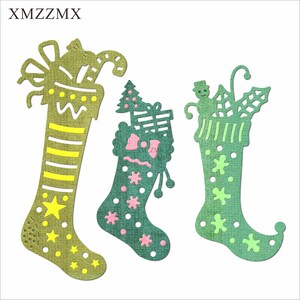 XMZZMX Weihnachtsstrümpfe Metallstanzformen für Kartenherstellung Prägepapier Die Cuts Sets Album Crafts Vorlagen Schablonen