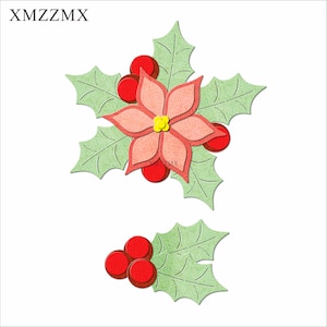 XMZZMX feuilles de fleurs de noël matrices de découpe en métal pour la fabrication de cartes gaufrage papier découpes ensembles Album artisanat modèles pochoirs