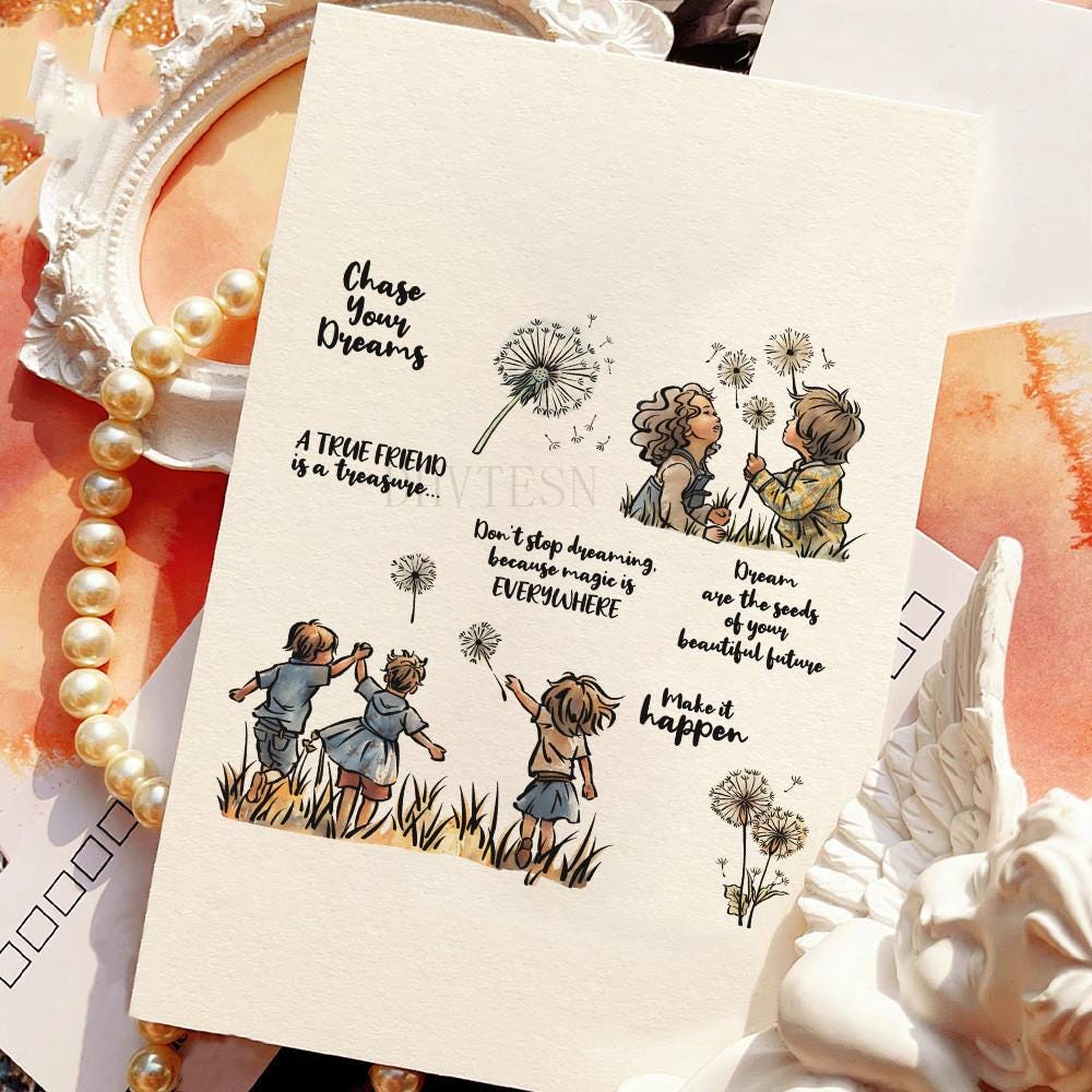 Dandelion Kids Happy Child Clear Stamps and Die Cuts for Card Making ...