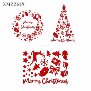 XMZZMX Moldes de corte de metal para árvore de Natal, para fazer cartões, conjuntos de cortes de papel em relevo, modelos de artesanato e estênceis