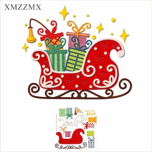 XMZZMX Shadow Kerst Slee Metalen Stansmessen voor Kaarten Maken Embossing Papier Die Cuts Sets Album Ambachten Sjablonen stencils