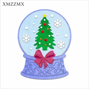 Troqueles de corte de Metal con bola de cristal de Navidad XMZZMX para hacer tarjetas, juegos de troqueles de papel gofrado, álbumes, plantillas para manualidades, plantillas