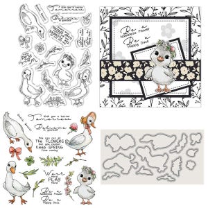 Animal Duck Flowers Branches Clear Stamps and Die Cuts for Card Making Silicone Seals Metal Cutting Dies Sets for DIY Scrapbooking Paper