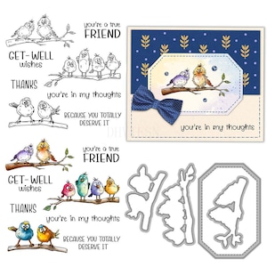 Birds Animal Clear Stamps and Die Cuts for Card Making Silicone Seals Metal Cutting Dies Sets for DIY Scrapbooking Paper Crafting Decorative
