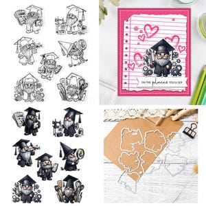 Graduation Ceremony Old Man Clear Stamps and Die Cuts for Card Making Silicone Seals Metal Cutting Dies Sets for DIY Scrapbooking Paper