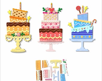 XMZZMX  Birthday Cake Mold Metal Cutting Dies for Card Making Embossing Paper Die Cuts Sets Album Crafts Templates Stencils