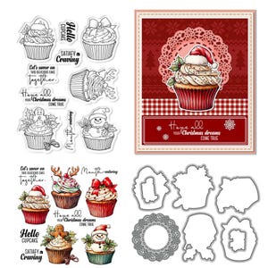 Christmas Cake Gingerbread Man Clear Stamps and Die Cuts for Card Making Silicone Seals Metal Cutting Dies Sets for DIY Scrapbooking Paper
