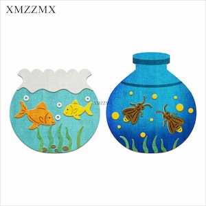 Troqueles de corte de Metal XMZZMX Fireflies Fish Tank Fish para hacer tarjetas, juegos de troqueles de papel gofrado, plantillas para manualidades de álbum