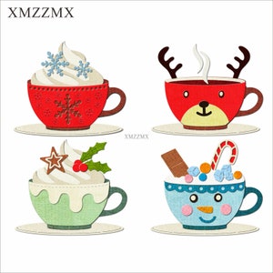 XMZZMX Shadow Christmas Cup Metall Stanzformen für Kartenherstellung Prägung Papier Stanzteile Sets Album Handwerk Vorlagen Schablonen