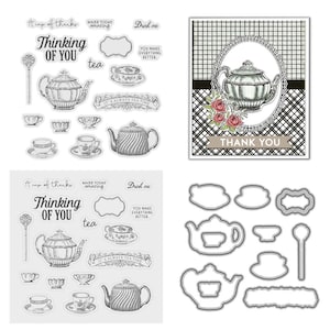 Teapot Cup Clear Stamps and Die Cuts for Card Making Silicone Seals Metal Cutting Dies Sets for DIY Scrapbooking Paper