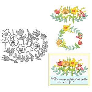 Flowers & Leaves Metal Cutting Die Set – Carbon Steel – Card Making, Scrapbooking – C3 Nature Theme