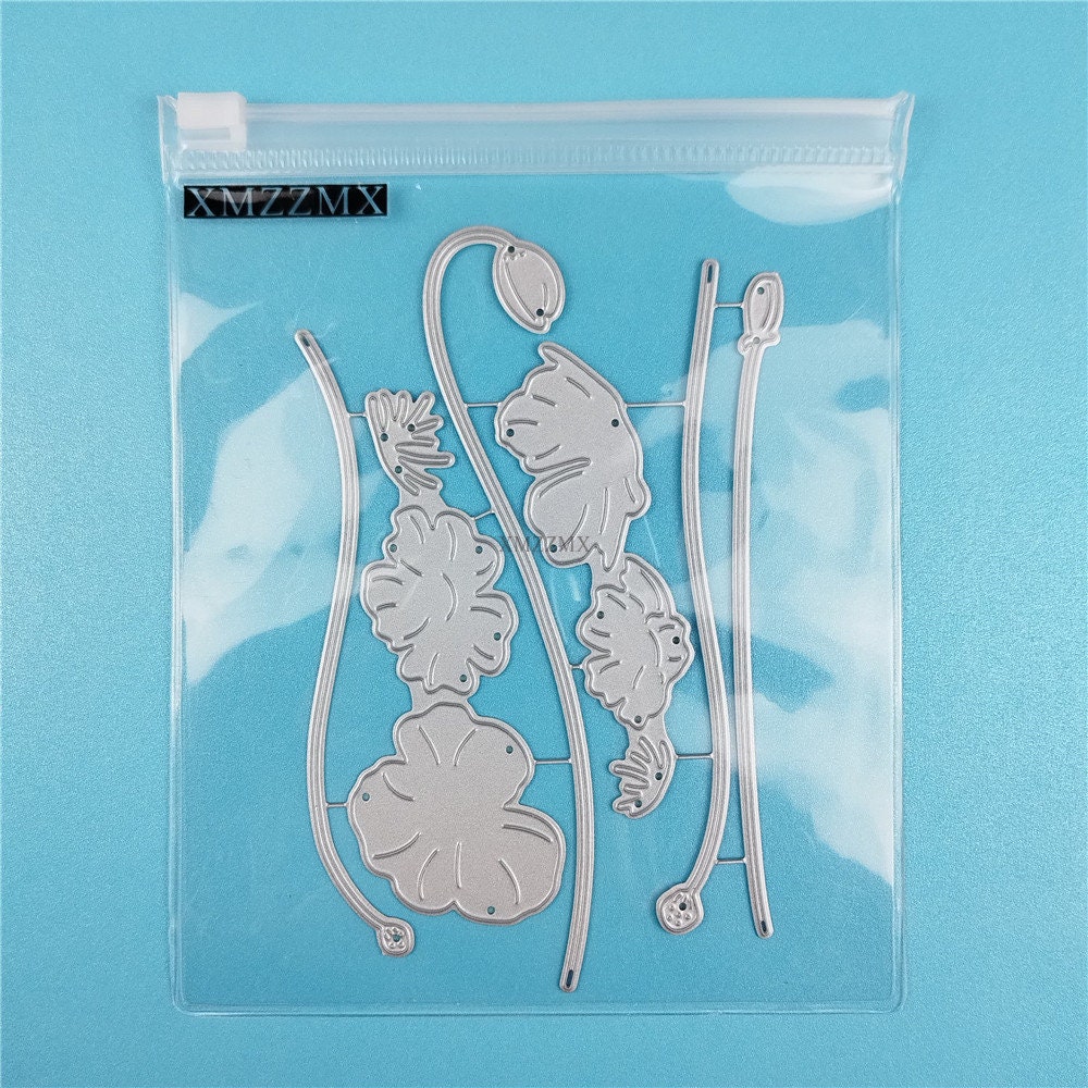 XMZZMX Shadow Poppy Flowers Metal Cutting Dies for Card Making ...