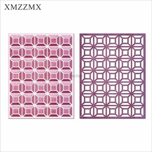 XMZZMX Matrices de découpe en métal de Fond de Grille de géométrie pour la Fabrication de Cartes, Ensembles de découpes de Papier de gaufrage, modèles d'artisanat d'album, pochoirs