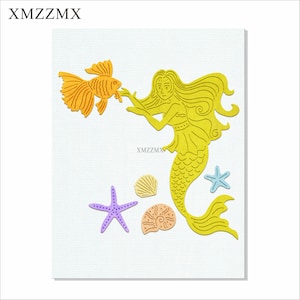 XMZZMX sirène étoile de mer matrices de découpe en métal pour la fabrication de cartes gaufrage papier découpe ensembles Album artisanat modèles pochoirs