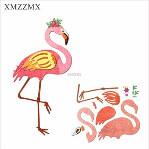XMZZMX Shadow Flamingo Metalen Stansmessen voor Kaarten Maken Embossing Papier Die Cuts Sets Album Ambachten Sjablonen Stencils