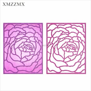 XMZZMX Rose Achtergrond Board Metalen Stansmessen voor Kaarten Maken Embossing Papier Die Cuts Sets Album Ambachten Sjablonen Stencils