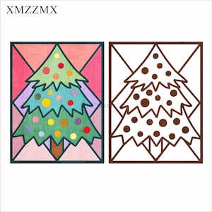 XMZZMX Weihnachtsbaum Hintergrund Metall Stanzformen für Kartenherstellung Prägung Papier Stanzteile Sets Handwerk Vorlagen Schablonen