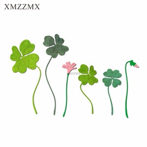XMZZMX Schatten Vierblättriges Kleeblatt Metall Stanzformen für Kartenherstellung Prägung Papier Die Cuts Sets Album Crafts Vorlagen Schablonen