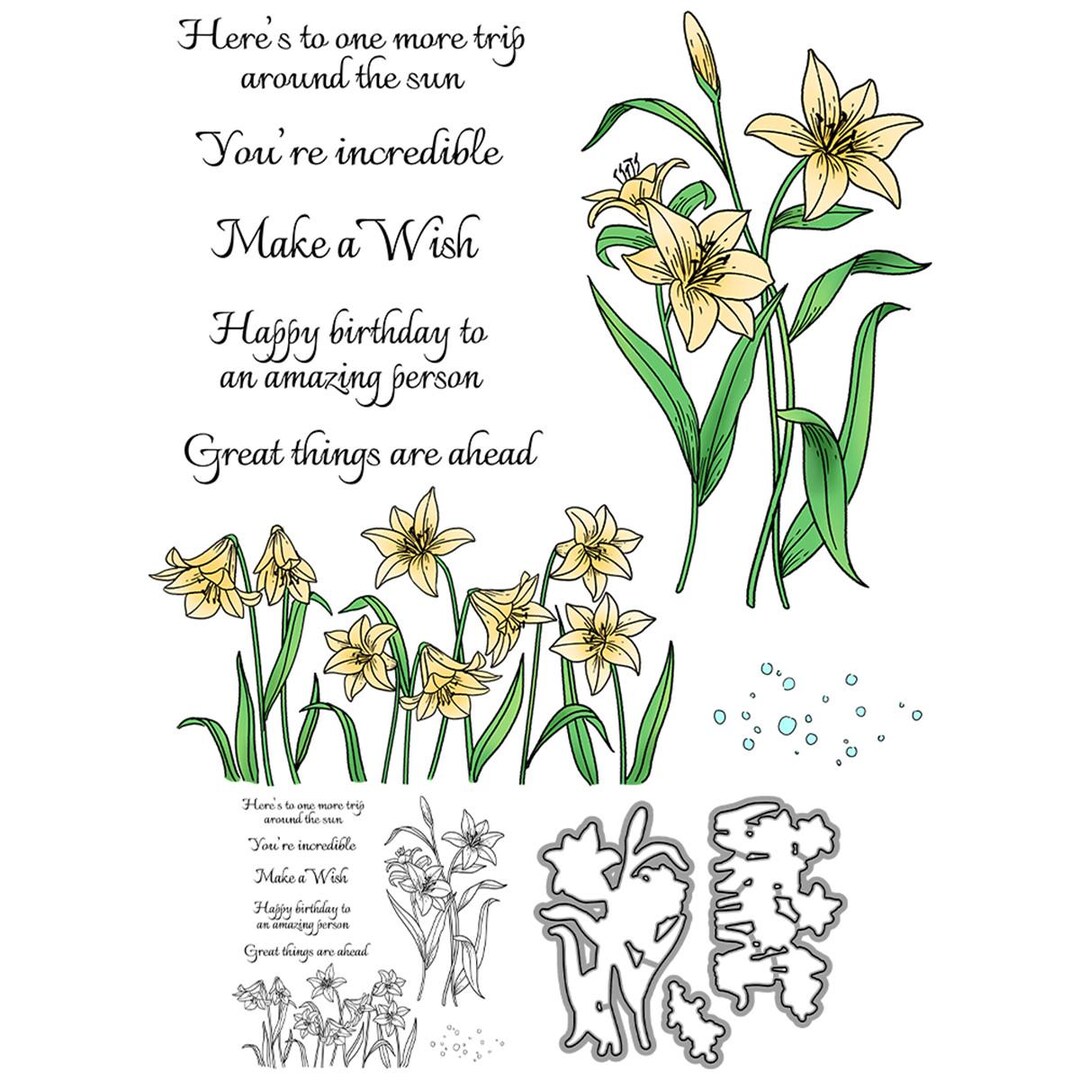 Lily Flower Trunk Leaves Clear Stamps and Die Cuts for Card Making ...