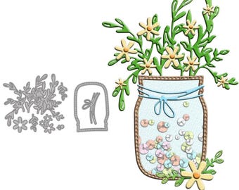 Wykrojniki do kwiatów w wazonie z gałęziami do tworzenia kartek, metalowe wykrojniki do scrapbookingu, albumów, festiwali, dekoracji