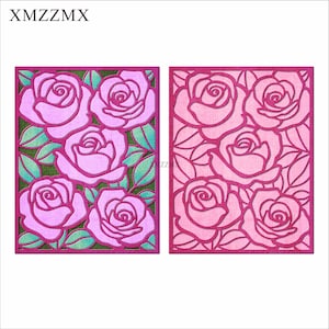 XMZZMX Valentine&#39;s Day Rose Backplane Metal Cutting Dies for Card Making Embossing Paper Die Cuts Sets Crafts Templates Stencils