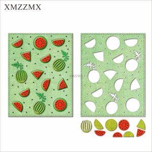 XMZZMX Matrices de découpe en métal de Fond de Pastèque pour la Fabrication de Cartes, Ensembles de découpes de Papier de gaufrage, modèles d'artisanat d'album, pochoirs